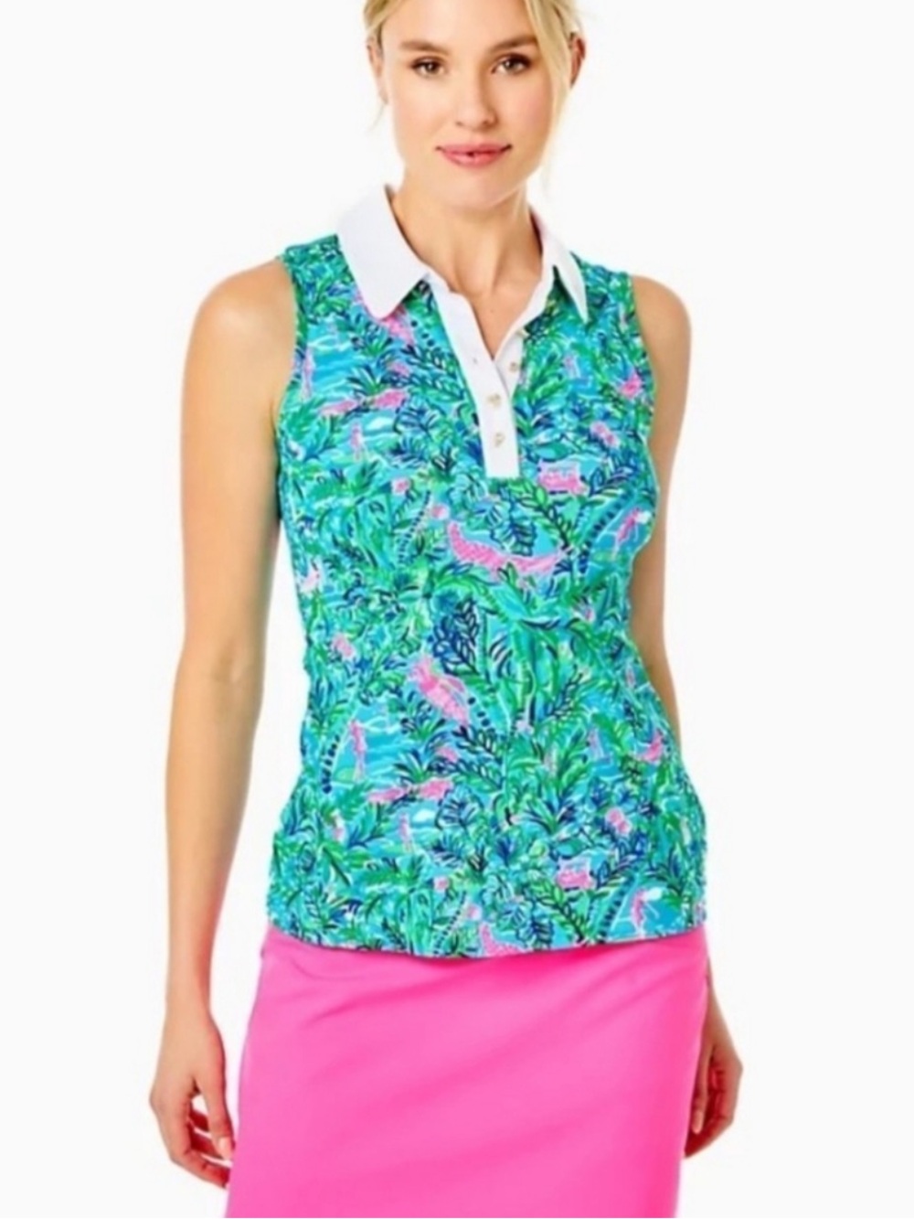 Lilly Pulitzer Luxletic Imara Polo UPF50+. Size M